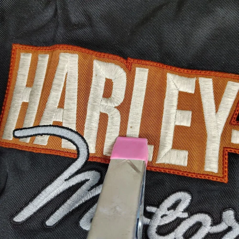FLAWS Harley Davidson Womens XS Motorcycle Jacket Black Orange Zip - Picture 3 of 16